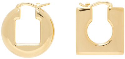 Shop Jacquemus Gold Le Chouchou 'les Boucles Rond Carré' Earrings In 270 Light Gold