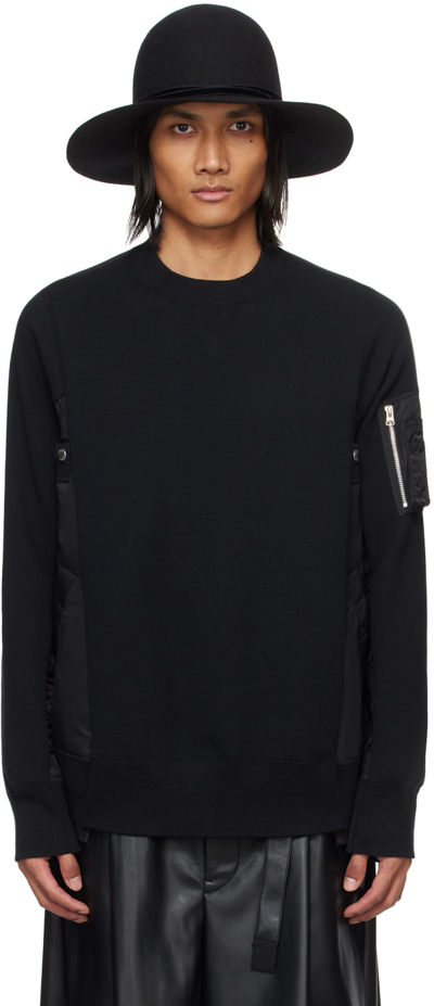 Shop Sacai Black Paneled Sweatshirt In 002 Blackxblack