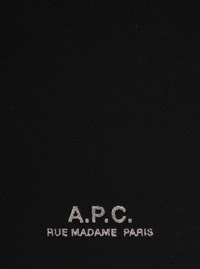 Shop Apc 'ally' Black Bi-fold Wallet With Embossed Logo In Leather Man