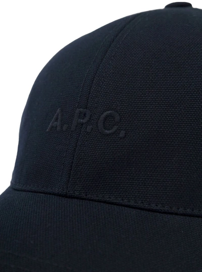 Shop Apc 'charlie' Blue Baseball Cap With Tonal Logo Embroidery In Cotton Man