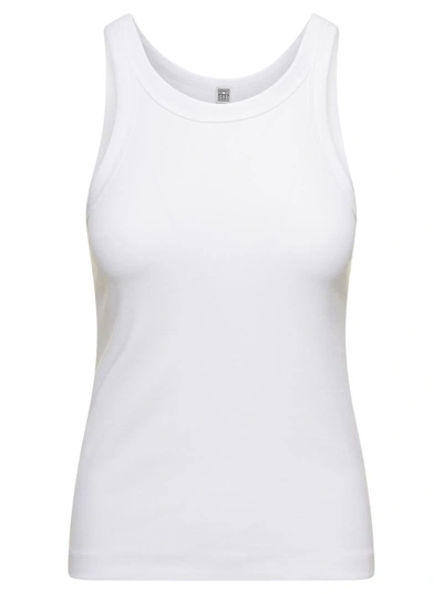 Shop Totême 'espera' U Neck Rib Tank Top In Stretch Cotton Woman Toteme In White