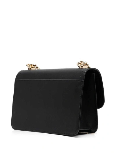 Shop Michael Michael Kors 'heather' Black Shoulder Bag With Mk Logo In Smooth Leather Woman