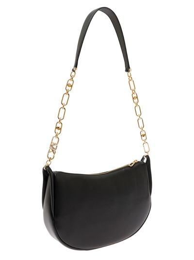 Shop Michael Michael Kors 'kendall' Black Shoulder Bag With Metallic Logo In Leather Woman