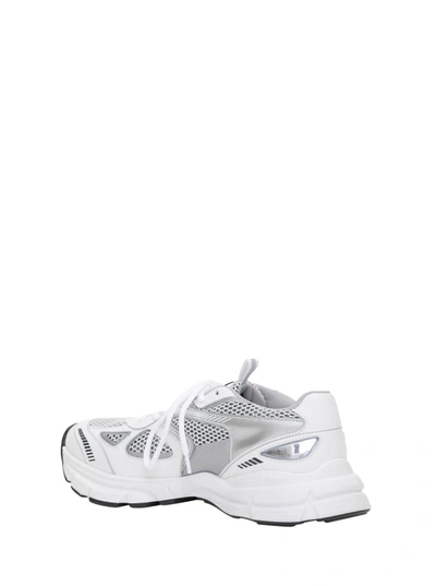 Shop Axel Arigato 'marathon Runner' Silver And White Sneakers Wth Logo In Leather Blend Man