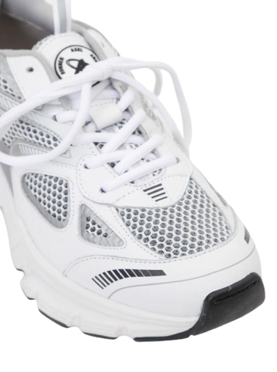 Shop Axel Arigato 'marathon Runner' Silver And White Sneakers Wth Logo In Leather Blend Man