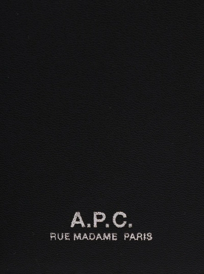 Shop Apc 'stefan' Black Card-holder With Embossed Logo In Leather Man