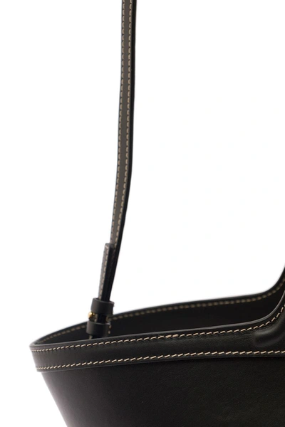 Shop Marni 'tropicalia Small' Black Handbag With Embossed Logo And Contrasting Stitch In Leather Woman