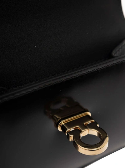 Shop Ferragamo 'wanda' Black Wallet With Gancini Closure In Patent Leather Woman