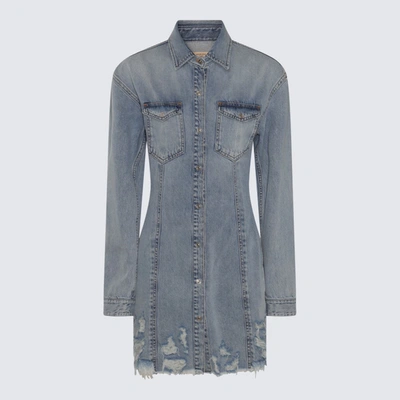Shop 7 For All Mankind Blue Cotton Dress In Unwind