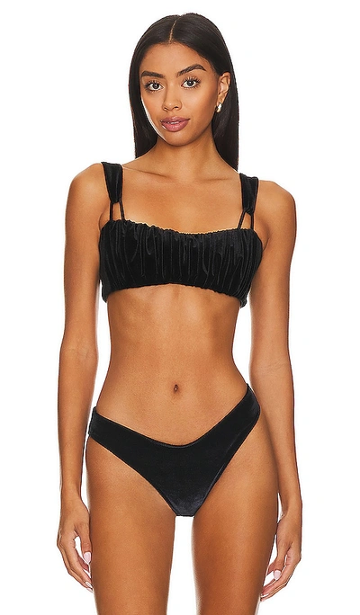 Shop Montce Swim Victoria Bikini Top In Black Velvet