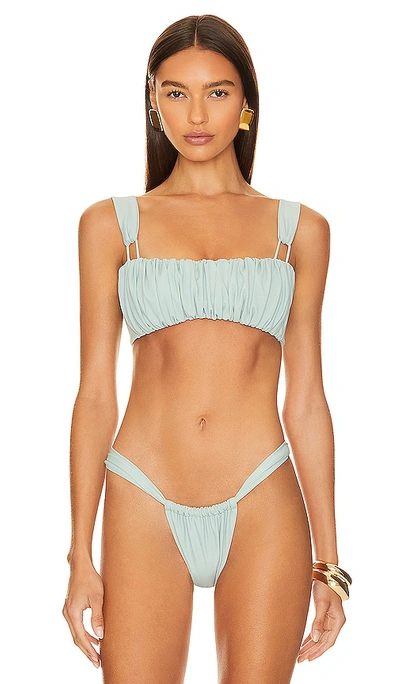 Shop Montce Swim Victoria Bikini Top In Powder Blue Lycra