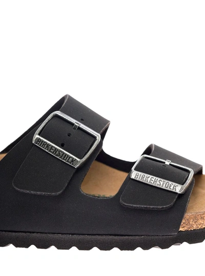 Shop Birkenstock Woman's Arizona Black Vegan Leather Sandals