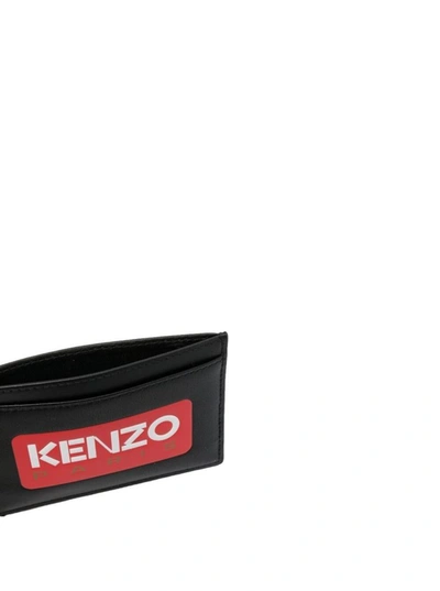 Shop Kenzo Black Cardholder With Logo Print In Leather Man