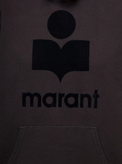 Shop Isabel Marant Étoile Black Hoodie With Tonal Logo Print In Cotton Blend Woman