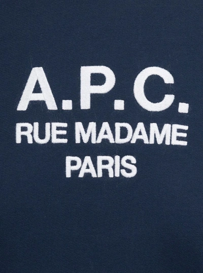 Shop A.p.c. Blue Tina Sweatshirt In Fleece Cotton With Logo Embroidery To The Chest  Woman