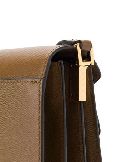 Shop Marni Brown Trunk Crossbody Bag In  Saffiano Leather Woman