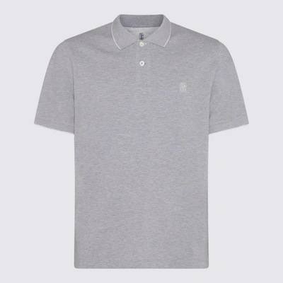 Shop Brunello Cucinelli Grey Cotton Polo Shirt