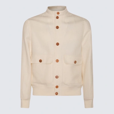 Shop Brunello Cucinelli White Linen Casual Jacket