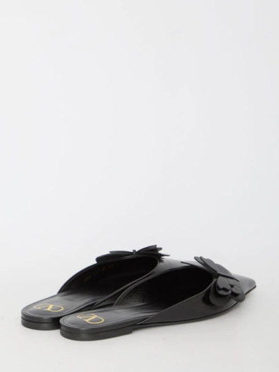 Shop Valentino Flat Mules In Leather In Black