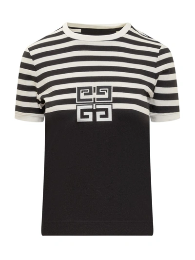 Shop Givenchy 4g Cotton Striped T-shirt In Black