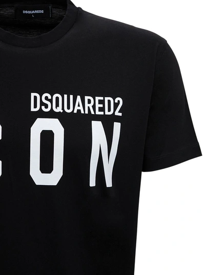 Shop Dsquared2 Icon Cotton T-shirt With Logo Print In Black