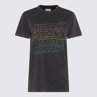 Shop Isabel Marant Étoile Black Cotton T-shirt In Faded Black