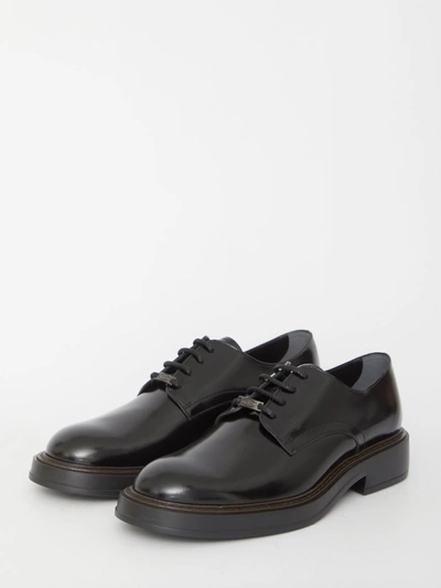 Shop Tod's Leather Oxford Shoes In Black