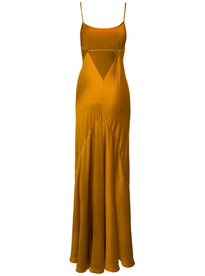 Shop Victoria Beckham Maxi Orange Slip Dress In Fluid Acetate Blend Woman