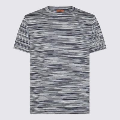 Shop Missoni Multicolor Cotton T-shirt In Space Dyed Navy White