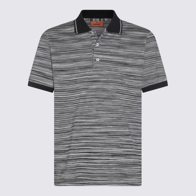Shop Missoni Black Cotton Polo Shirt In Spac E Dyed Black Whte