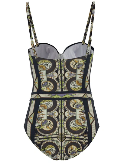 Shop Tory Burch Multicolor One-piece With All-over Graphic Print In Nylon Blend Woman