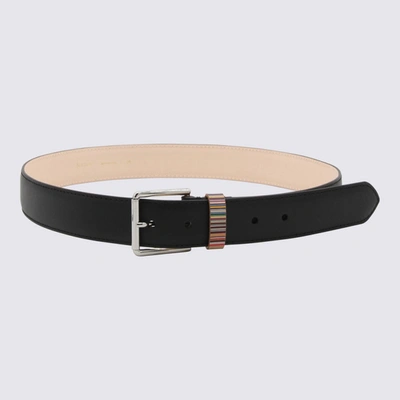 Shop Paul Smith Black Leather Signature Stripe Belt
