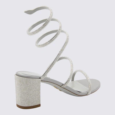 Shop René Caovilla Rene' Caovilla Silver Crystal Leather Cleo Sandals