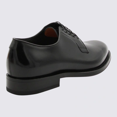 Shop Santoni Black Leather Lace Up Shoes