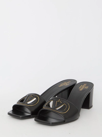 Shop Valentino Slide Vlogo Signature Sandals In Black