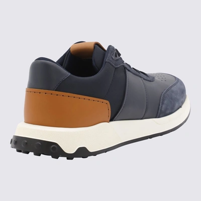 Shop Tod's Blue And Brown Suede Sneakers