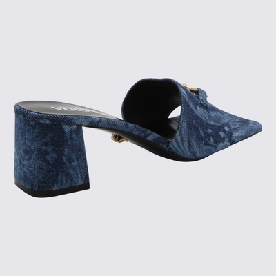 Shop Versace Blue Denim Slippers