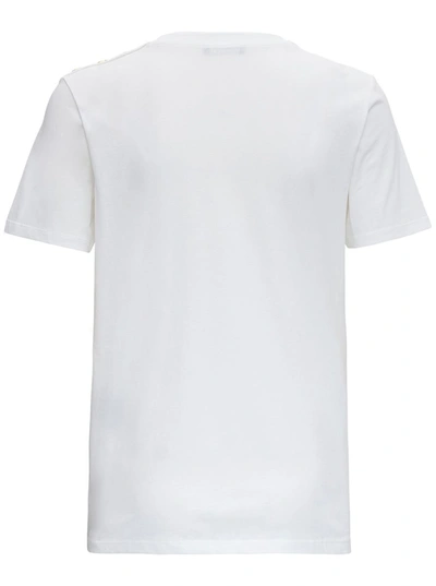 Shop Balmain White Organic Cotton T-shirt With Logo  Woman