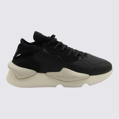 Shop Y-3 Black And White Leather Kaiwa Sneakers In Black/off White/clear Brown