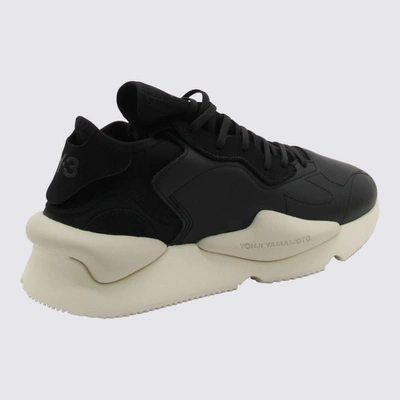 Shop Y-3 Black And White Leather Kaiwa Sneakers In Black/off White/clear Brown