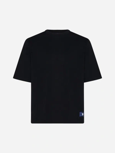Shop Burberry Logo-patch Cotton T-shirt In Black