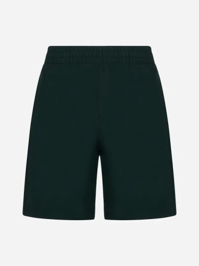 Shop Burberry Logo-patch Cotton Shorts In Green