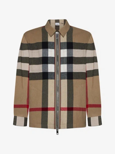 Shop Burberry Hague Check Wool Shirt In Archive Beige