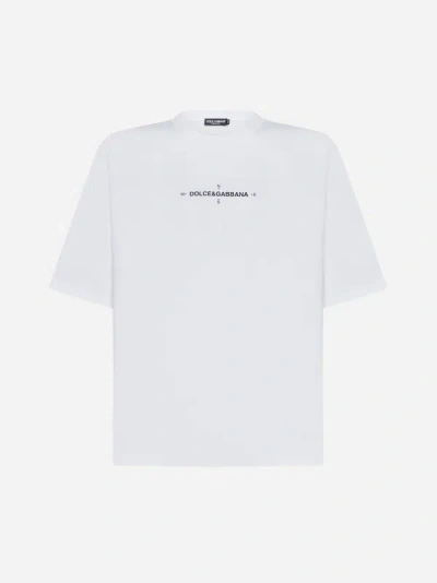 Shop Dolce & Gabbana Logo Cotton T-shirt In Optic White