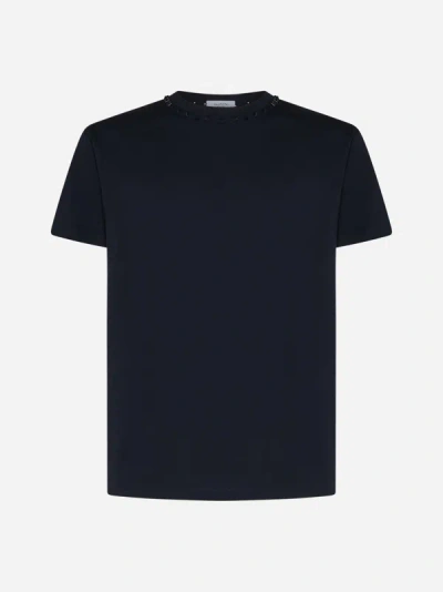 Shop Valentino Rockstud Untitled Cotton T-shirt In Navy