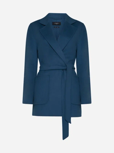 Shop Weekend Max Mara Ellisse Wool-blend Coat In Blue Moon