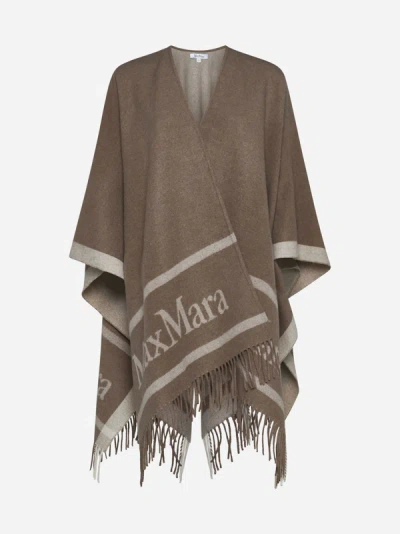 Shop Max Mara Accessori Hilde Wool Poncho In Dove,grey