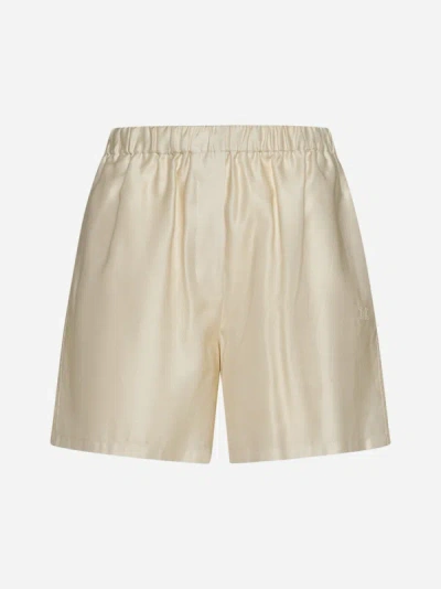 Shop Max Mara Piadena Cotton Shorts In Ivory