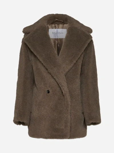 Shop Max Mara Espero Teddy Fabric Coat In Brown