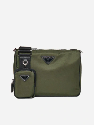 Shop Prada Re-nylon Shoulder Bag In Green
